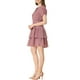 thumbnail image 4 of INSPIRE CHIC Vestido Corto de Doble Capa con Cuello de Lazo, Mangas Fruncidas y Cintura Elástica en Color Púrpura Suave, Talla M, 4 of 7