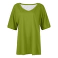 thumbnail image 4 of Timegard Womens Tops V Neck Short Sleeve Loose Blouse Summer Solid Color Casual Comfy Tops Basic Tee, 4 of 5