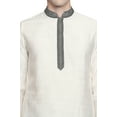 thumbnail image 6 of In-Sattva Men's Indian Embroidered Banded Collar and Placket Royal Kurta Tunic; White; MD, 6 of 6