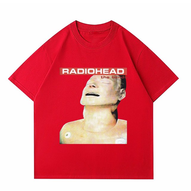 Camisetas con estampado de Radiohead para hombre, ropa de manga corta, 100% algodón, de gran tamaño, estilo Vintage, Hip Hop, informal, Unisex