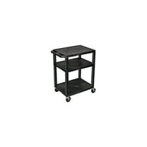 Luxor 24 in. Plastic AV Cart with Three Shelves, Black
