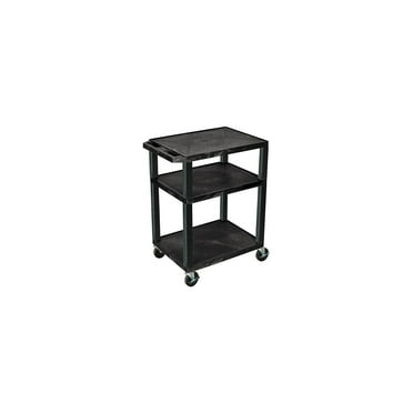 Luxor 24 in. Plastic AV Cart with Three Shelves, Black