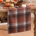 thumbnail image 3 of Sm:)e Caramel Brown Rustic Plaid Fall Table Runner 13x72 Inch, Farmhouse Autumn Holiday Dining Decoration, 3 of 8