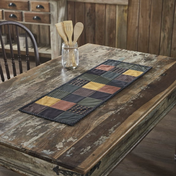 VHC Brands Runner 12x36, Cotton Dining Room, Kitchen Table Runner, Country Farmhouse Style, Heritage Farms Collection, Rectangle 12x36, Deep Burgundy
