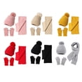 thumbnail image 4 of Yesbay 3Pcs/Set Women Hat Scarf Gloves Set Plush Ball Decor Knitting Hat Long Scarf Touch Screen Gloves Set, 4 of 8