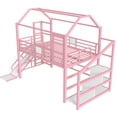 thumbnail image 5 of ChenyueFurn MDF+Metal Noise-free Design Full Loft Bed with Slide and Stairs Pink, 5 of 18