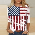 thumbnail image 2 of Pxxlle 250 Anniversary USA Flag Shirts for Women Plus Size 3/4 Sleeve 4th of July T Shirts Summer Casual Crewneck Tops for Independence Day S, 2 of 6