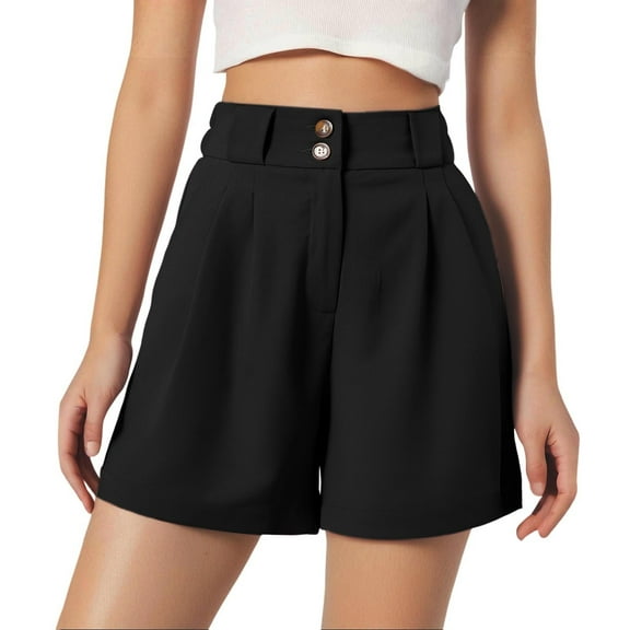 Shorts for Women Summer Trendy Dressy Elastic High Waisted Side Slit Business Casual Suit Work Flowy Shorts with Pockets S-2XL