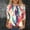 002 Multicolor, variant on Red White and Blue Shirts for Women Crew Neck 3/4 Sleeve Patriotic T shirts American Flag Graphic Tunic Tops