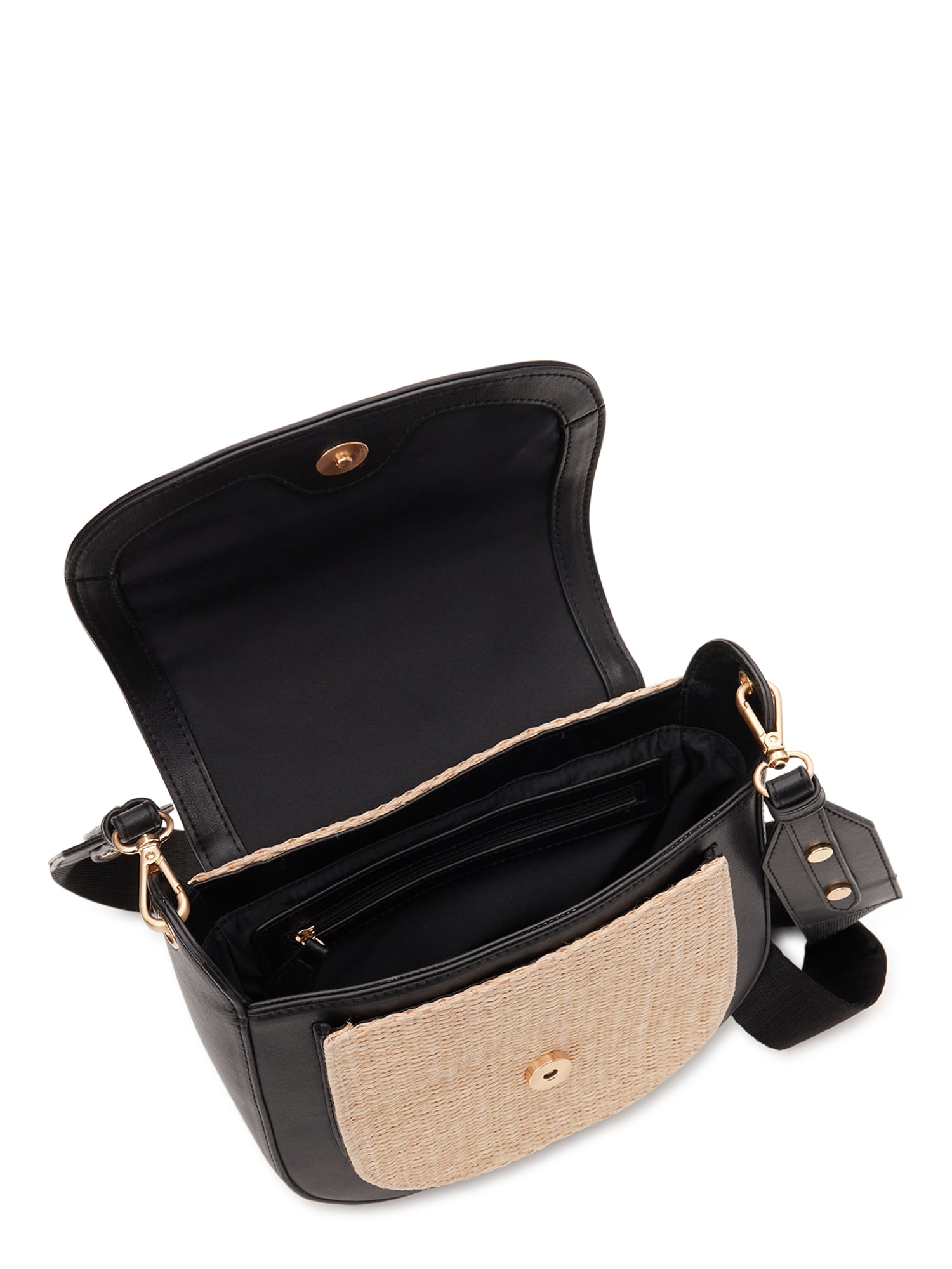 Time and Tru Women's Riverdale Woven Crossbody Saddle Bag