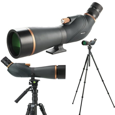 20-60x80 Nitrogen-Filled Spotting Scope with Lightweight Carbon Fiber Tripod, Monopod, Ball Head & Pan-Tilt Video Head, BOSMA & Fotopro Bundle Golden Hawk