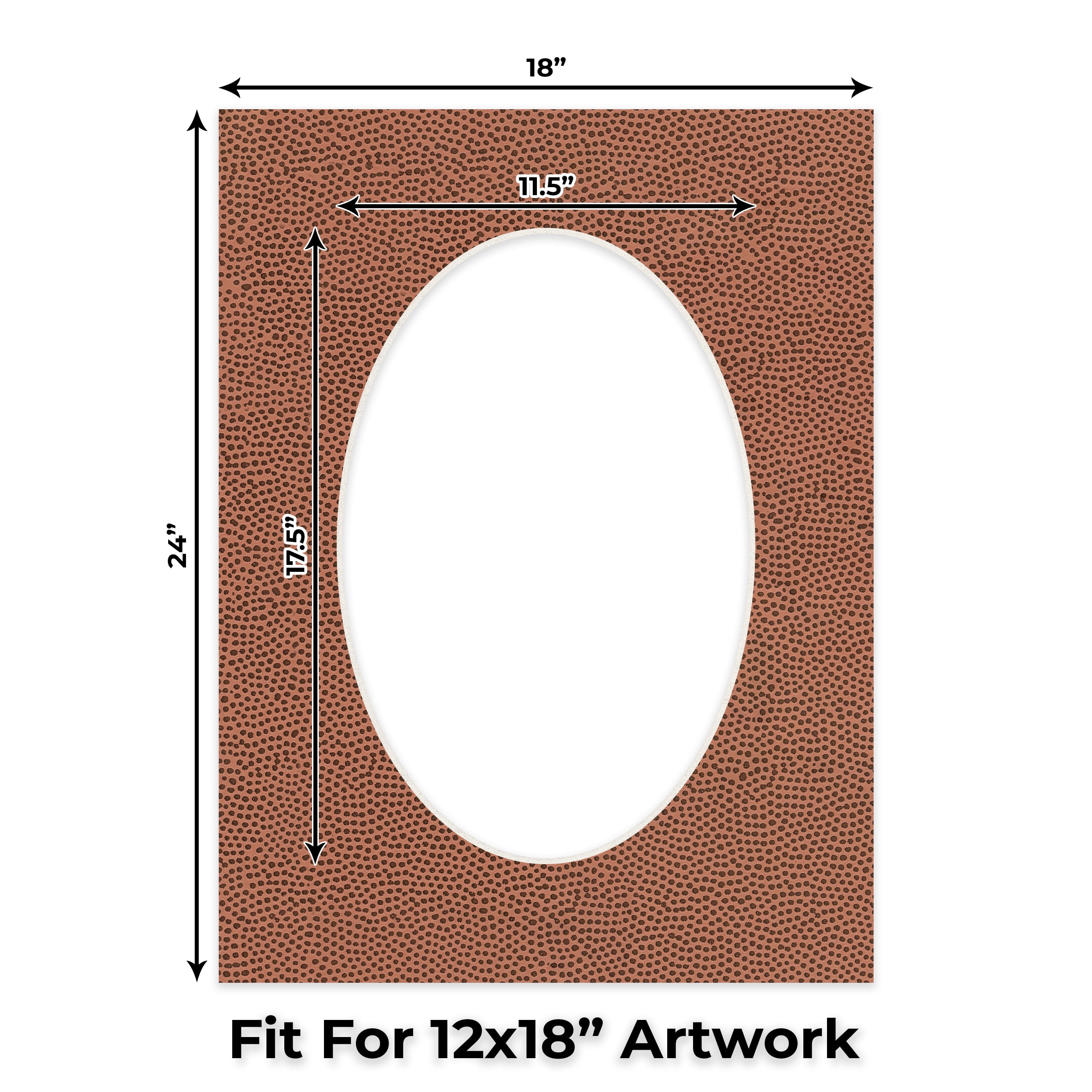 Football Texture Picture Frame Mat for 18x24 Frames - Oval Opening for 12x18 Photos - 25 Mats
