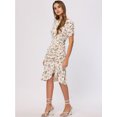 thumbnail image 3 of Vestido midi con volantes en el bajo y fruncido en el lateral floral para mujer Beige XS, 3 of 4