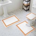thumbnail image 3 of Orange Geometric Bathroom Rugs Set Greek Pattern Non Slip Absorbent Soft Bath Mats 3 Piece Set with Bathroom Rug, U-Shaped Floor Mat, Toilet Seat Cover Large Size, 3 of 9