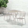 thumbnail image 2 of Flash Furniture Commercial Grade 28" Square Light Gray Indoor-Outdoor Steel Folding Patio Table Set with 2 Round Back Chairs, 2 of 5