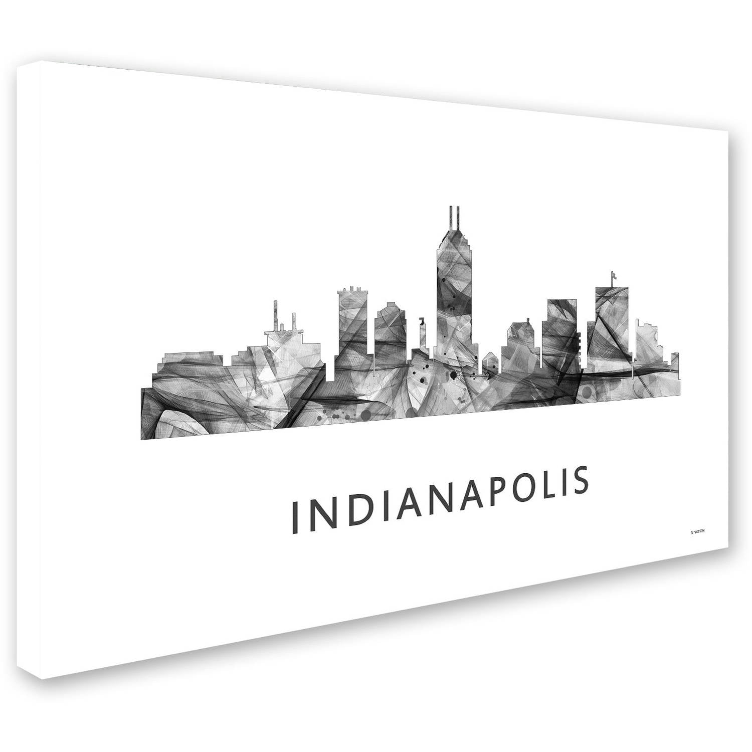 Trademark Fine Art 'Indianapolis Indiana Skyline WB-BW' Canvas Art by Marlene Watson