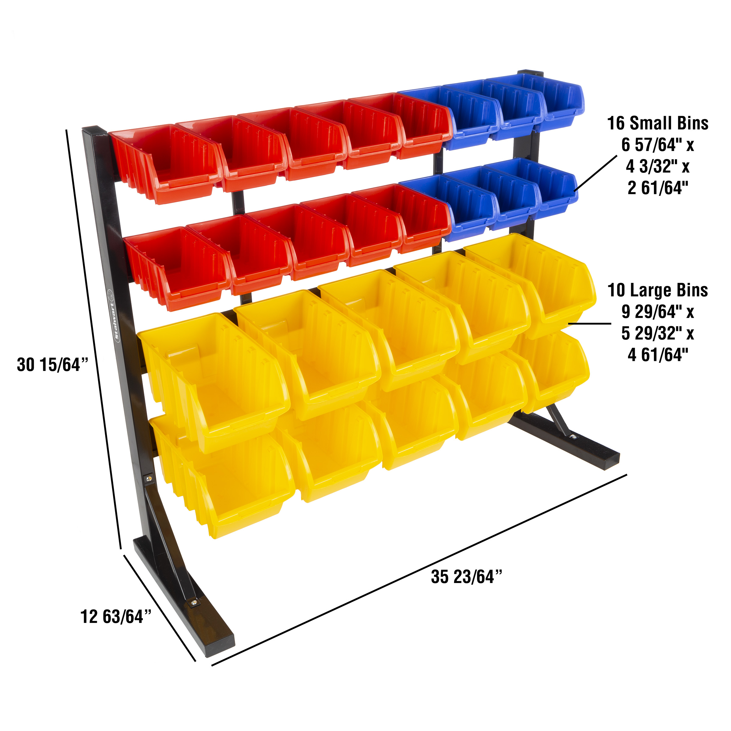 Stalwart 26 Bin Wall Mountable or Free Standing Tool Storage Rack Organizer
