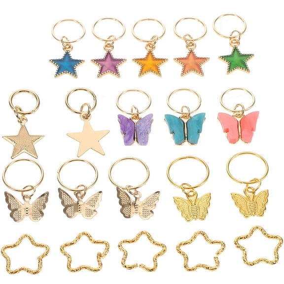 LABSERRON 20Pcs Braid Hair Clips in Assorted Color with Butterfly and Tree of Life Shapes for Hair Jewelry