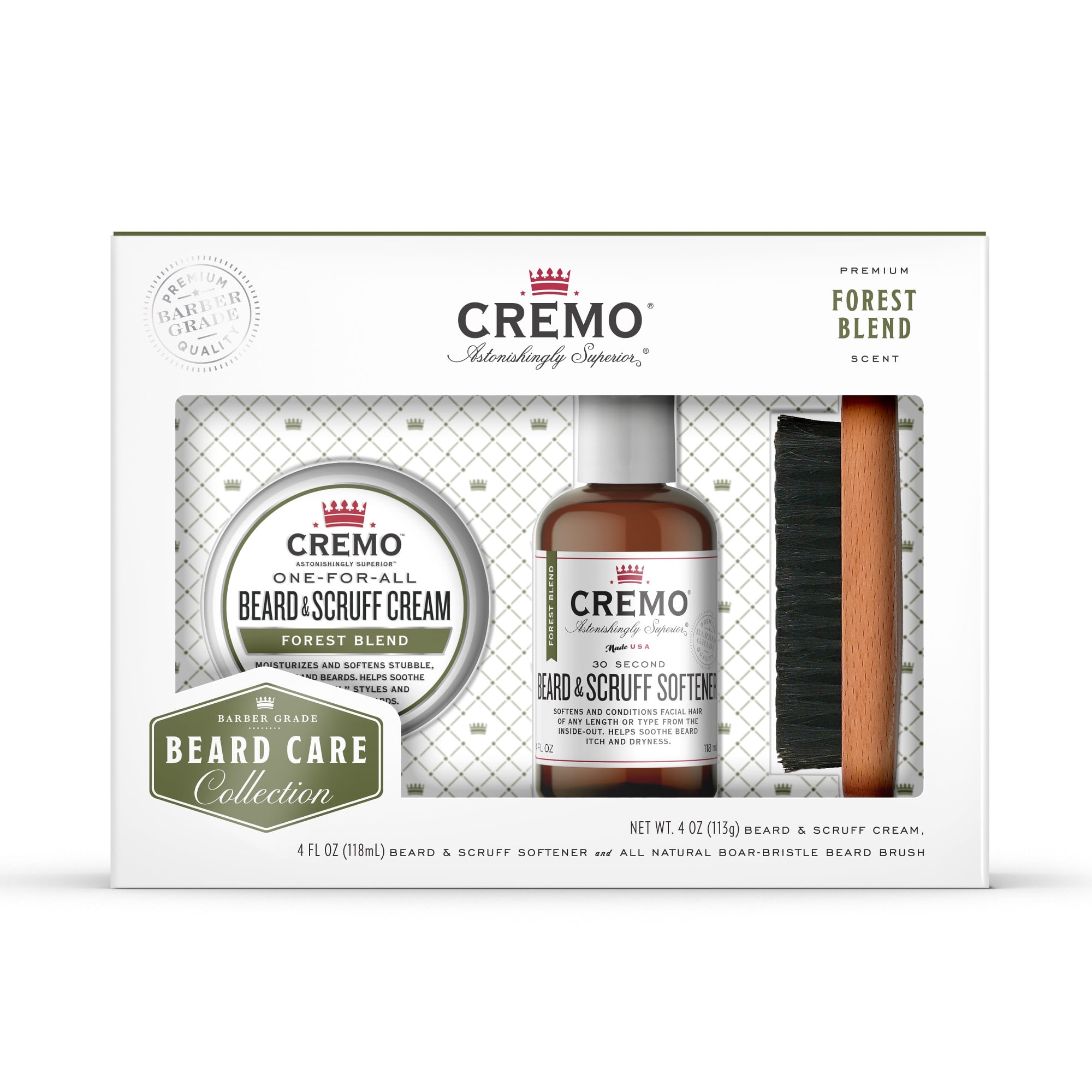 Cremo Beard Grooming Giftset With Brush Forest Blend Scent Walmart Com Walmart Com