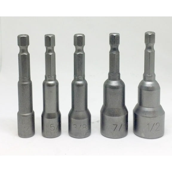 MTP ® Pack of 5 Magnetic 1/4" 5/16 " 3/8" 7/16" 1/2" Nut Driver Set Quick Rapid Release Hex Shank For Power Drill Setter