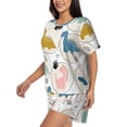 thumbnail image 2 of Picia Cute Dinosaurs Pajamas Sets for Women Soft Short-Sleeved Pjs with Lounge Shorts Two Piece Sleepwear-, 2 of 9