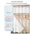 thumbnail image 2 of No Hook Cloth Fabric Shower Curtain with Snap in Liner, Fall Flowers Waterproof Shower Curtains Set with See Through Top Window, Retro Farmhouse Watercolor Wildflowers Leaf Bath Curtains 36"x78", 2 of 6