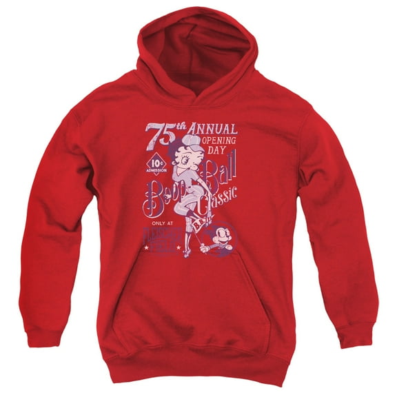 Betty Boop Boop Ball Youth Pullover Hoodie Sweatshirt Red