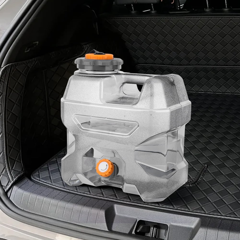 HUISZJ 3.2Gal Water Tank, Transparent Gray Water Jug, Emergency Portable Water Container for Outdoor Hiking Camping