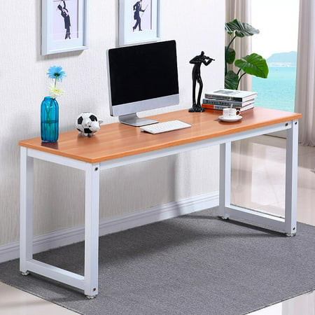 Yaheetech Modern Simple Design Home Office Desk Computer Table Wood Desktop Metal Frame Study Writing Desk