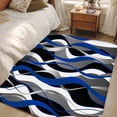 thumbnail image 4 of 3'x5' Rug for Living Room Bedroom, Blue Black Stripes Washable Area Rugs Non-Slip Carpet Mats, Modern Abstract Ombre Grey White Lines Indoor Low Pile Area Rug Runner for Kitchen, Mudroom, 4 of 8