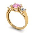 thumbnail image 2 of Clara Pucci 14K Yellow Gold Solid Gold Pink Three-Stone Anniversary Ring for Women - 1.5 cttw Round Cut, 2 of 8