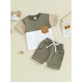 thumbnail image 3 of vera natura Baby Boys Shorts Set, Short Sleeve Contrast Color T-shirt with Elastic Waist Shorts Summer Outfit, 3 of 9