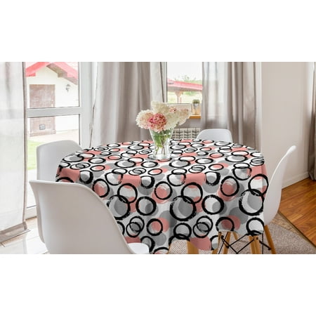 

Geometric Round Tablecloth Abstract Brushstroke Design Rounds and Circles Circle Table Cloth Cover for Dining Room Kitchen Decor 60 Blush Grey by Ambesonne