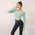 thumbnail image 3 of Women's Long-sleeved Quick-drying Fitness Yoga Clothes Slim Sports Running Fitness Clothes With Chest Pad Elastic Tights Casual Shirt, 3 of 9