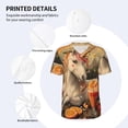 thumbnail image 3 of Zufioo Countryside Fruit White Horse Print Men's Baseball Short Sleeve, Moisture Wicking Button-Down Hip Hop Tee-4X-Large, 3 of 7