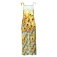 thumbnail image 4 of Tnhcen Women's Boho Floral Overalls Wide Leg Adjustable Straps Jumpsuit Bamboo Linen Casual Lightweight Summer Beach Romper Bohemian Style Pocketed Playsuit S-2XL, 4 of 5