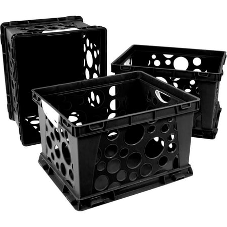 - Storex Large Storage and Filing Crate with Comfort Handles, Red/White, 3-Pack