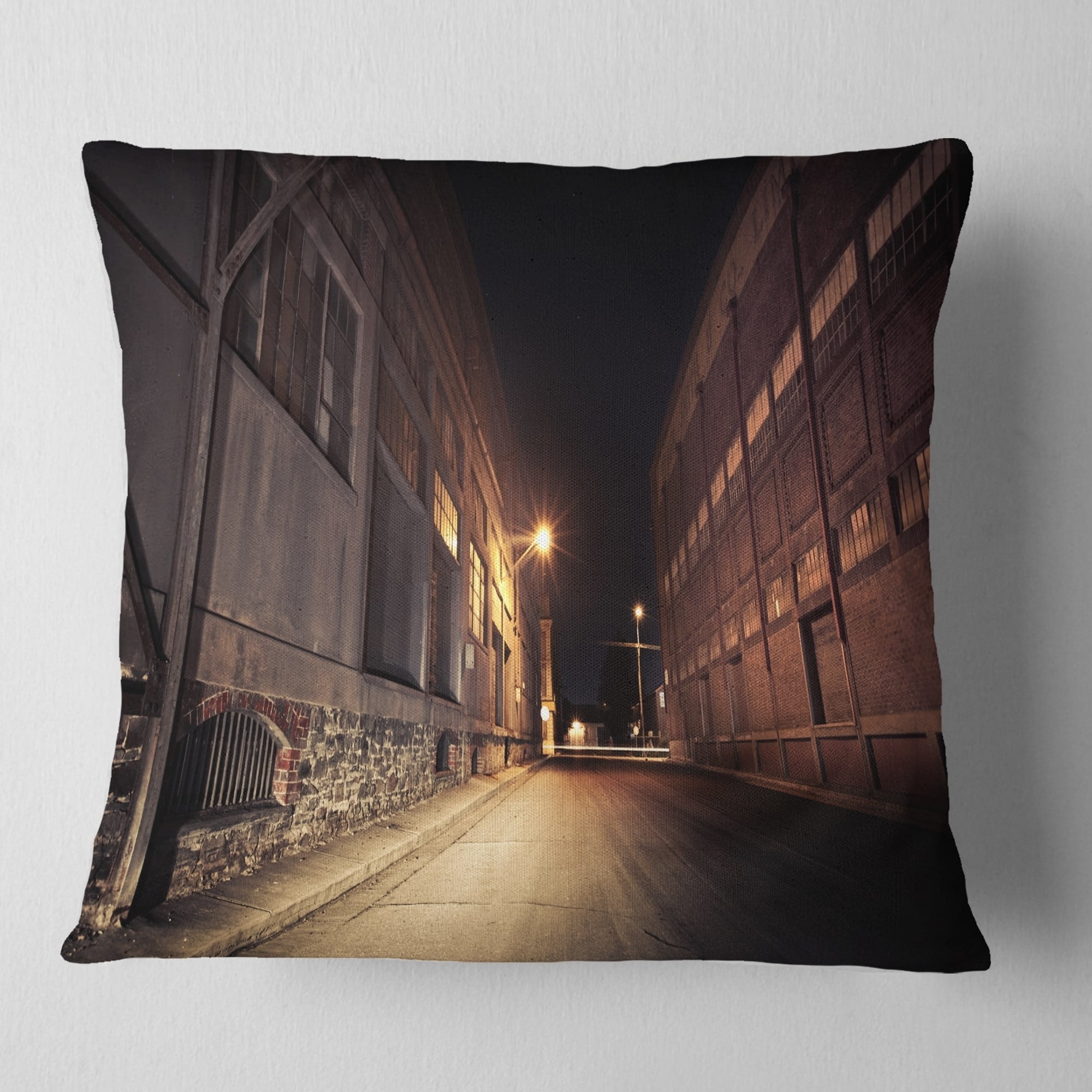 Design Art Designart Old Road And Buildings Landscape Printed Throw Pillow Walmart Com Walmart Com