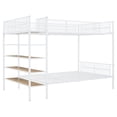 thumbnail image 4 of Harper & Bright Designs Twin Over Full Size Metal Bunk Bed with Shelves, Heavy-Duty Steel Bed Frame with Full-Length Guardrail for Bedroom, White, 4 of 14