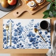 thumbnail image 2 of Blue Eucalyptus Placemats Set of 4 Spring Botanical Leaves Watercolor Place Mats Indoor Wipeable Table Mats Washable Cloth Dining Table Placemats for Kitchen Holiday Party Home Decor 13x19 Inch, 2 of 9
