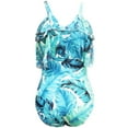 thumbnail image 6 of Liacowi Women One-Piece Swimsuit Print Bikini Short Sleeve Off-Shoulder Swimwear Bathing Suit Beachwear, 6 of 7