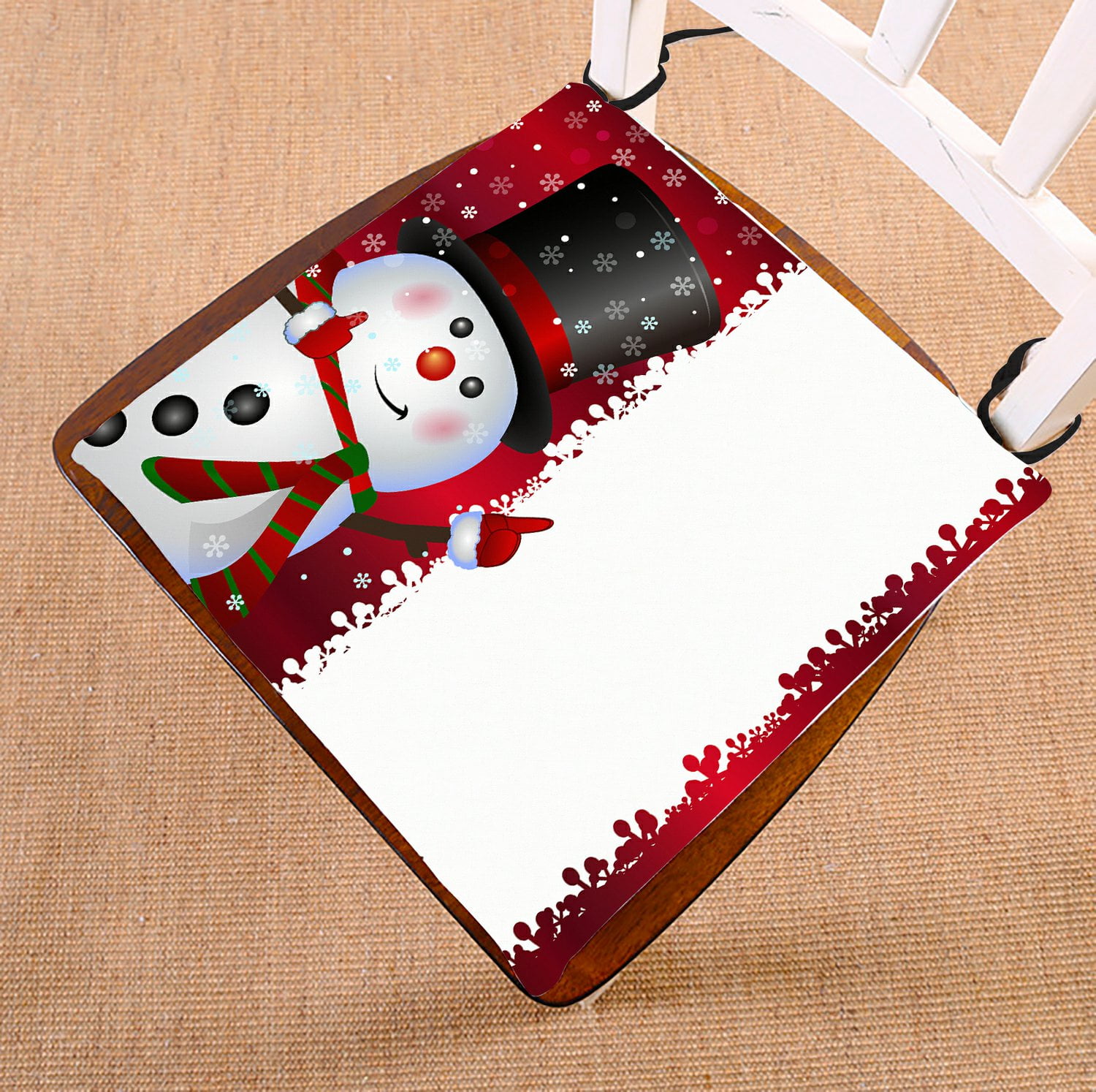 PHFZK Festival Chair Pad, Winter Holiday Merry Christmas Snowman Seat