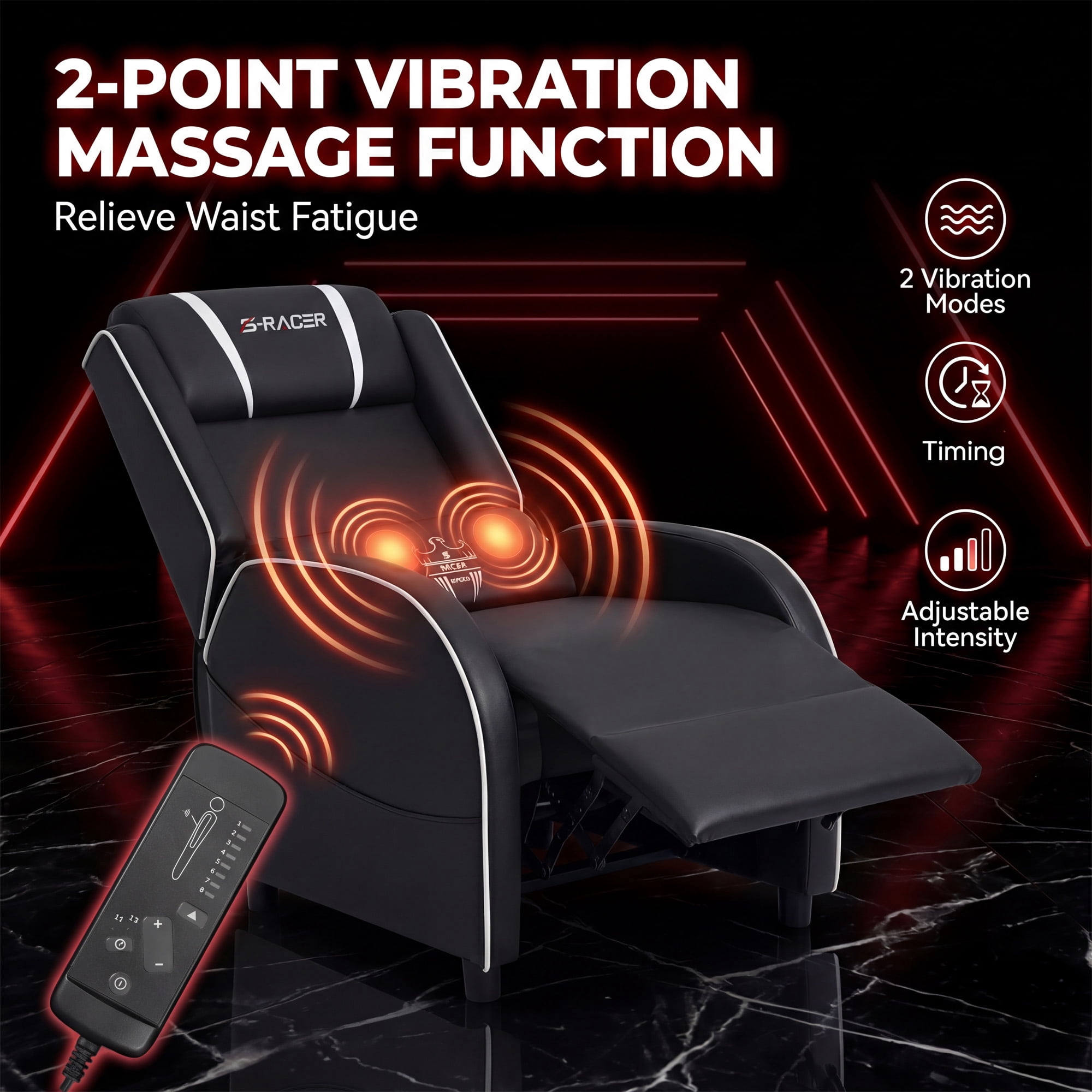 Homall Massage Gaming Recliner Chair Video Game Chair Racing Sofa Chair PU Leather Living Room Sofa Single Home Theater Seating, White