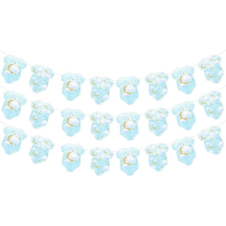 Sursurprise 3Pcs Star and Moon Baby Shower Banner, Over the Moon Baby Shower Decorations, Twinkle Twinkle Little Star Gender Reveal Party Supplies