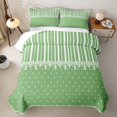 thumbnail image 2 of Castle Fairy Minimalism Linear Stripe Twin Quilt Set 2 Pieces,Retro Lace Trim Twin Coverlet Set,Sage Green White,1 Bedspread and 1 Pillowcase, 2 of 7