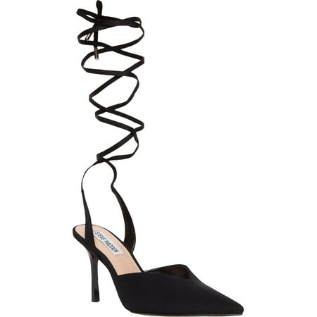 

STEVE MADDEN Womens Black Wrapping Ankle Tie Cushioned Mari Pointed Toe Stiletto Lace-Up Dress Pumps 9 M