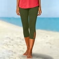 thumbnail image 5 of Oiangi Capri Leggings for Women High Waist Stretchy Workout Yoga Capris Casual Keyhole Hem Cropped Trousers Green XL, 5 of 8