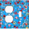thumbnail image 4 of Metal Light Switch Plate Outlet Cover Colorful Floral Garden Wallpaper Blue ROS041, 4 of 14