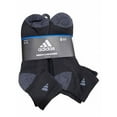 thumbnail image 4 of 6 Pair Men's Adidas Quarter Crew Socks Black Dark Grey Size 6-12 Running Tennis, 4 of 4