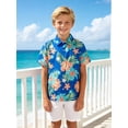 thumbnail image 4 of Aideaone 2 Pack Boy Hawaiian Shirts Button Down Kids Tropical Aloha Shirts Short Sleeve Size 8-14 Year, 4 of 6